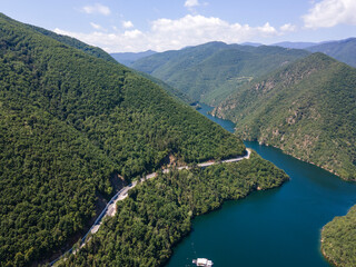 Aerial view of Vacha Reservoir, Bulgaria