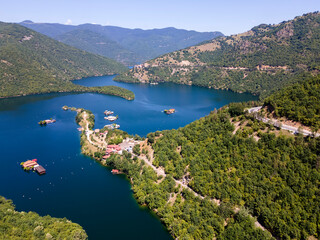 Aerial view of Vacha Reservoir, Bulgaria