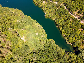 Aerial view of Vacha Reservoir, Bulgaria