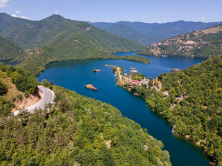 Aerial view of Vacha Reservoir, Bulgaria