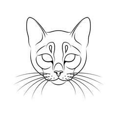 Engraving of stylized cat portrait on white background.. Line art. Stencil art. Stylized cat face. Cat outline.
