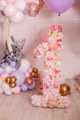 Birthday decor elements. Creation of a photo studio for children and family photography.