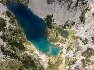 Aerial view of The Long lake, Pirin Mountain, Bulgaria