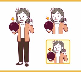 Elderly woman with gray hair