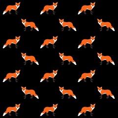 Illustration pattern red fox with background