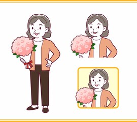 Elderly woman with gray hair