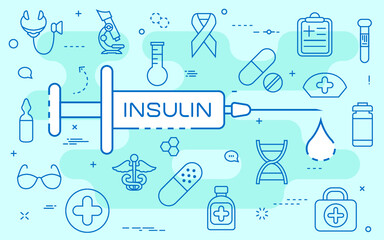Insulin line concept. Vector illustration. Element template for design.