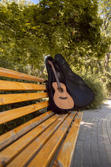 guitar on the bench