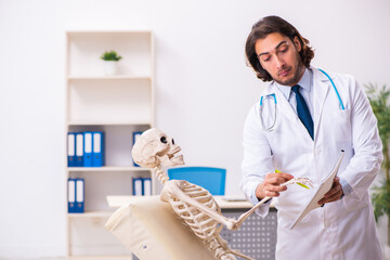 Crazy doctor examining dead patient