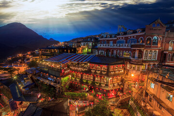 Night Street View of the Famous Small Mountain Village, Old Town Jiufen