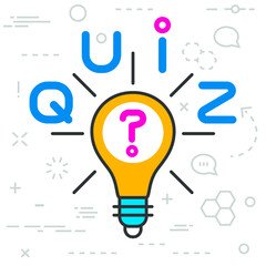 Quiz concept. Test, exam, answer, education, learning, internet, lottery. Vector illustration