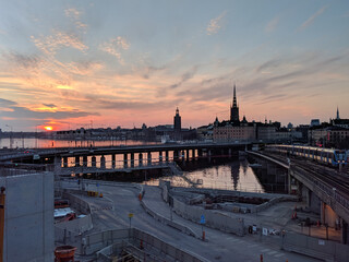 Fototapeta premium Old Town at sunset light, Stockholm, Sweden.