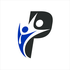 initial P logo combined office people icon.