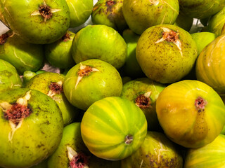 Mount of common green fig. Very fresh fruits from a fig tree.  Mediterranean typical food.