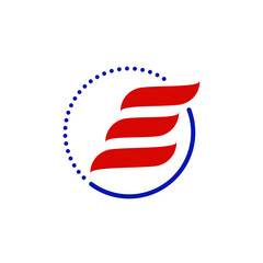 E Monogram Red Circle Dots Letter Logo Design Graphic Concept