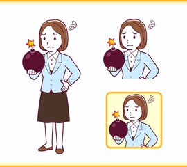 Young woman in a light blue suit