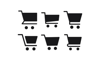 Shopping cart vector icon collection. E-commerce online shop symbol.