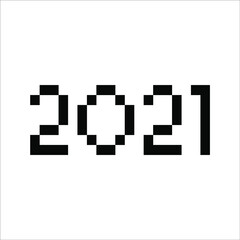 2021 pixel art banner for New Year. 2021 numbers in 8-bit retro games style 