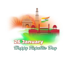 Vector illustration of Happy Republic day concept banner,  26 January, national holiday of India, Indian flag, pigeon, illustration poster.