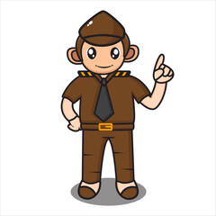 cute monkey as police, cute monkey character vector illustration eps 10