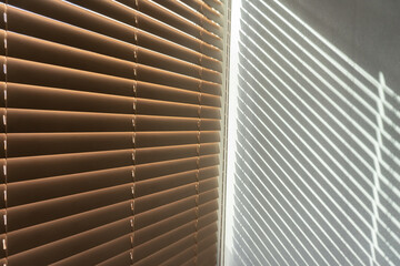 Horizontal wood blind with shadow