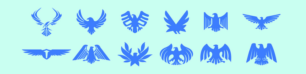 set of eagle seal cartoon icon design template with various models. vector illustration isolated on blue background