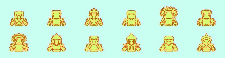 set of mongolian cartoon icon design template with various models. vector illustration isolated on blue background