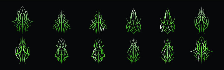 set of pinstripes cartoon icon design template with various models. vector illustration isolated on black background
