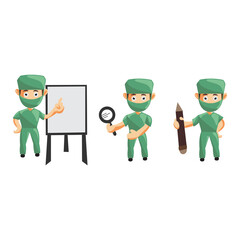 Nurse Man hospital character clothes healthcare mascot Set