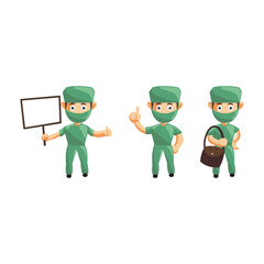 Nurse Man hospital character clothes healthcare mascot Set