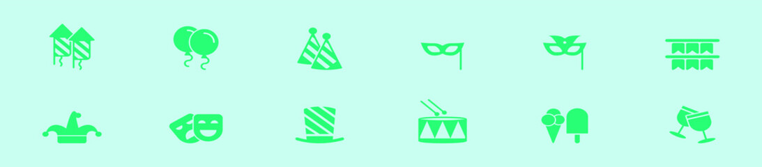 set of mardi gras cartoon icon design template with various models. vector illustration isolated on blue background