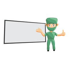 Nurse Man hospital character clothes healthcare mascot With Blank Board