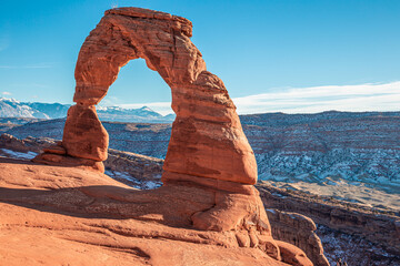 Clear Beautiful Day on Delicate Arch, Arches National Park, Utah