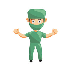 Nurse Man hospital character clothes healthcare mascot Hand Strong