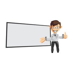 Doctor Man characters hospital medicine staff clothes illustration with Blank Board