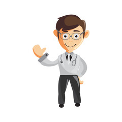 Doctor Man characters hospital medicine staff clothes illustration Hand Hello