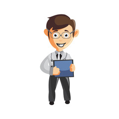 Doctor Man characters hospital medicine staff clothes illustration Hold Tablet Phone