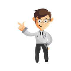 Doctor Man characters hospital medicine staff clothes illustration Pointing