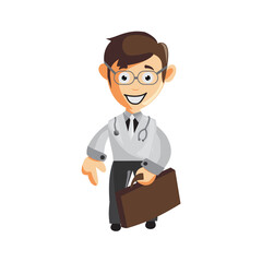 Doctor Man characters hospital medicine staff clothes illustration Bring bag