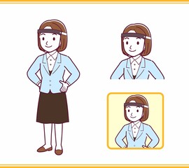 Young woman in a light blue suit