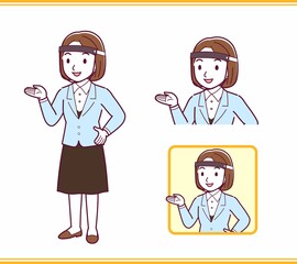 Young woman in a light blue suit