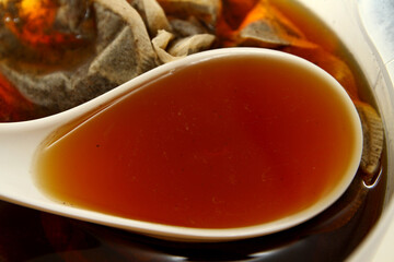 Mixture of tea with hot water