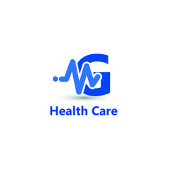 G initial letter for medical clinic with impulse wave signal, heartbeat, equalizer icon. Hospital, radio, art, sound wave, electronic, technology, healthcare logo idea concept