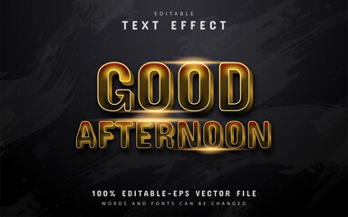 Fototapeta na wymiar Good afternoon text, gold style text effect
