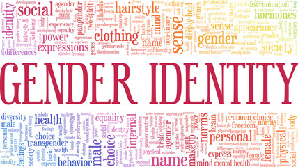 Gender identity vector illustration word cloud isolated on a white background.