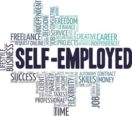 Fototapeta premium Self-employment vector illustration word cloud isolated on a white background.