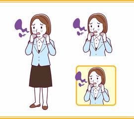 Young woman in a light blue suit