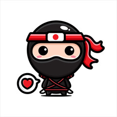 cute ninja character design © Wantrisna Vektor