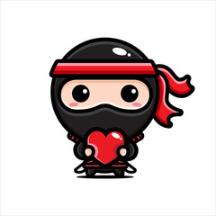 cute ninja character designs hugging love