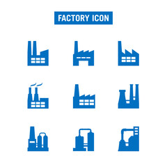 Vector illustration of a processing plant building. Suitable for design elements from oil, gas, and chemical plant. Factory icon set.
